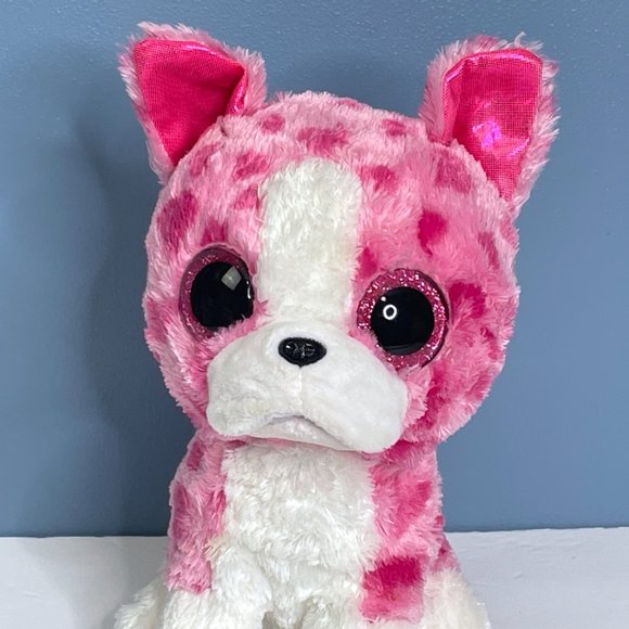 Beautifully Detailed Big Pink Sparkle Eyes Puppy Dog 9" Plush Stuffed Animal Toy - Picture 2 of 5